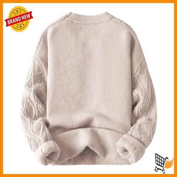 Oversized Cable Knit Sweater Women's Heavy Pullover Long Sleeve - Picture 4 of 8